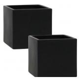 New Set of 2 New Ceramic Cube Vase, Black