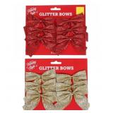 New Christmas Mini Glitter Bows 6 Ct