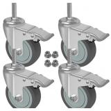 New 5" Locking Stem Casters Grey TPR Wheel