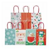 New Christmas Kraft Small Gift Bags, 7 ct