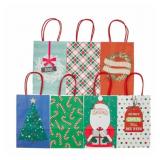 New Christmas Kraft Small Gift Bags, 7 ct