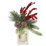 New LED Holiday Lantern with Pinecones, Berries