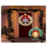 New 2 Pcs 18.9 Pre-Lit Outdoor Christmas Wreath,