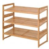 New Bamboo 3 Tier Shoe Rack for 9 Pairs Shoes