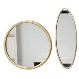 Set of 2 Gold Mirrors, 14in & 11in