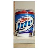 Miller Lite popcorn tin with poker set