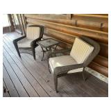 3 PC BROWN WICKER PATIO SET - 2 CHAIRS & TABLE