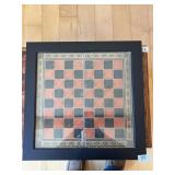 FRAMED ANTIQUE CHECKER BOARD