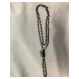 Long Double Strand Bead Necklace with Knot