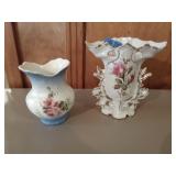 2 Small Floral Vases