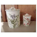 2 Ceramic Floral Canisters