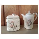 Ceramic Floral Tea Pot and Canister