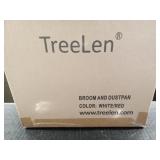 Treelen broom and dustpan white and red