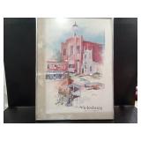 Framed painting of Vicksburg at Main and openwood