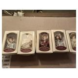 Five Porcelain Doll Collectible Ornaments