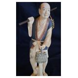 Carved ivory Japanese farmer signed