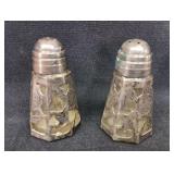 Glass & sterling Salt & pepper shakers 2.75"