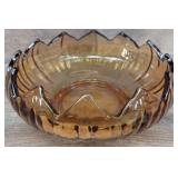 Vintage Westmorland Glass lotus amber bowl 9"