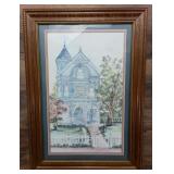 Framed Victorian house print 17x24"