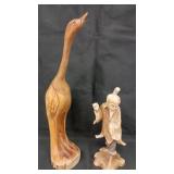 (2) Vintage wood sculptures 10 & 16"