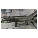 Hand-carved teak crocodile bench 80 in