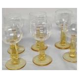 6 dessert wine glasses yellow stem