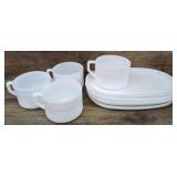 Vintage Federal milk glass plates & coffee mugs