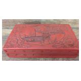 Chinese replica cinnabar lacquer box in plastic