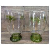 (2) Lauri Gates blown glass palm tree glasses 6"