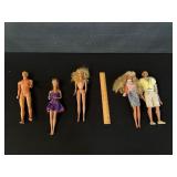 3 1966 Barbies & 2 1968 Ken Dolls