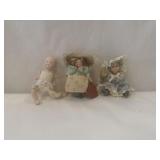 3 Antique Bisque Porcelain Dolls