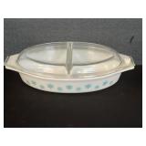 Vintage Pyrex Divided Snowflake Covered Dish