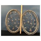 2 Large Metal Floral Wall Hangings