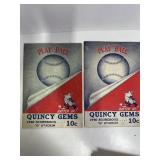 2- 1946 Quincy Gems IL minor league scorecards