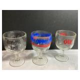 Three Olympia Beer Glasses with Unique Logo Design