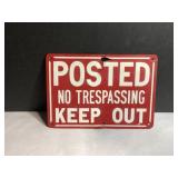 Posted No Trespassing Keep Out Metal Sign - Red an