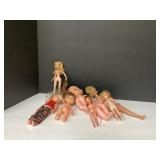 Vintage Blonde Doll Collection on White Background