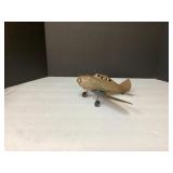 Vintage Metal Toy Airplane with Blue Wing and Whee