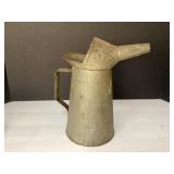 Vintage Galvanized Metal Oil Pouring Can with Spou