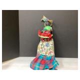 Mexican Folk Art Doll with Basket and Scarf - Hand