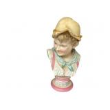 Antique German Bisque Porcelain Bust of a Boy with