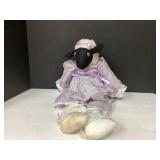 Organic Cotton Plush Sheep in Purple Dress with Bl