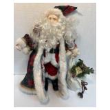 Santa Claus Doll with Long White Beard and Red & G