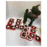 Handcrafted Christmas Decor Set - Red and White Cr