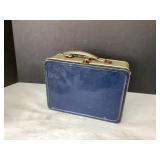 Vintage Blue Metal Lunch Box with Thermos and Cork