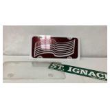 St. Ignace License Plate Frame - American Flag Des