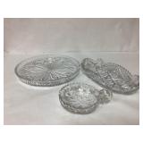 Antique Crystal Glass Serving Dish Set - Cut Glass