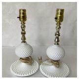 Fenton Hobnail Table Lamps - Vintage, Milk Glass,