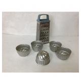 Vintage Kitchen Gadgets - Grater, Mini Mold Set