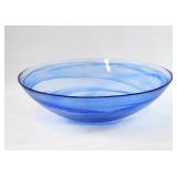 Cobalt Swirl Art Glass Ceterpiece Bowl